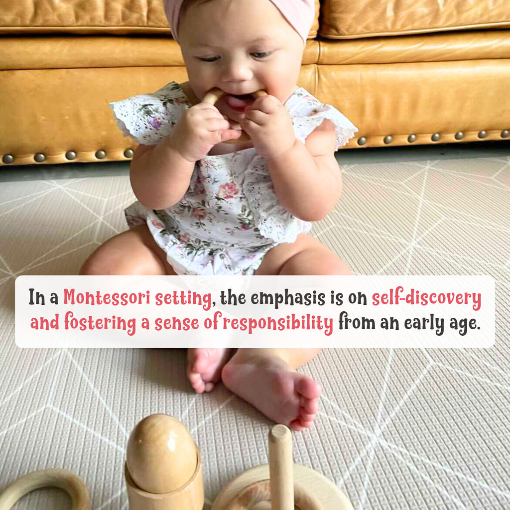 In a Montessori education, the focus extends beyond traditional academic learning, aiming to foster well-rounded development.